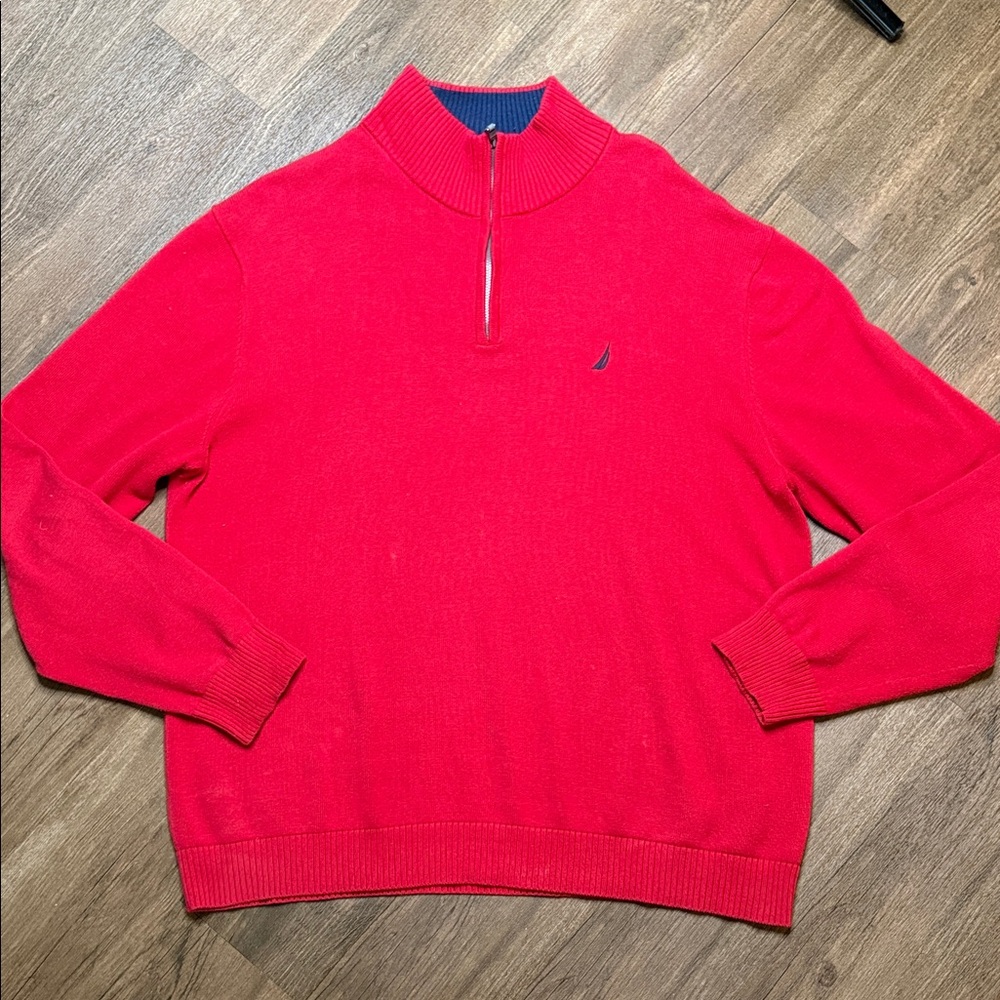 Nautica Men's Vibrant Red Zip-Up Sweater